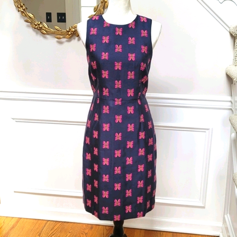 New! J.Crew sz 2 Sheath Butterfly Jacquard Dress NWT - Picture 2 of 11